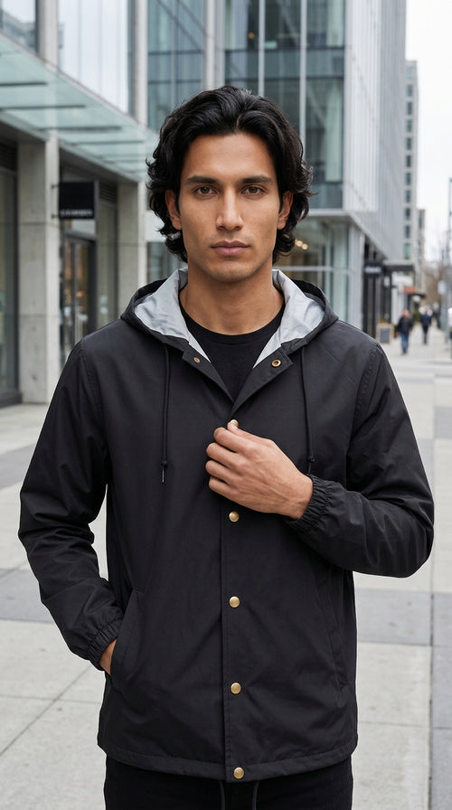 Men's Water-Resistant Hooded Windbreaker